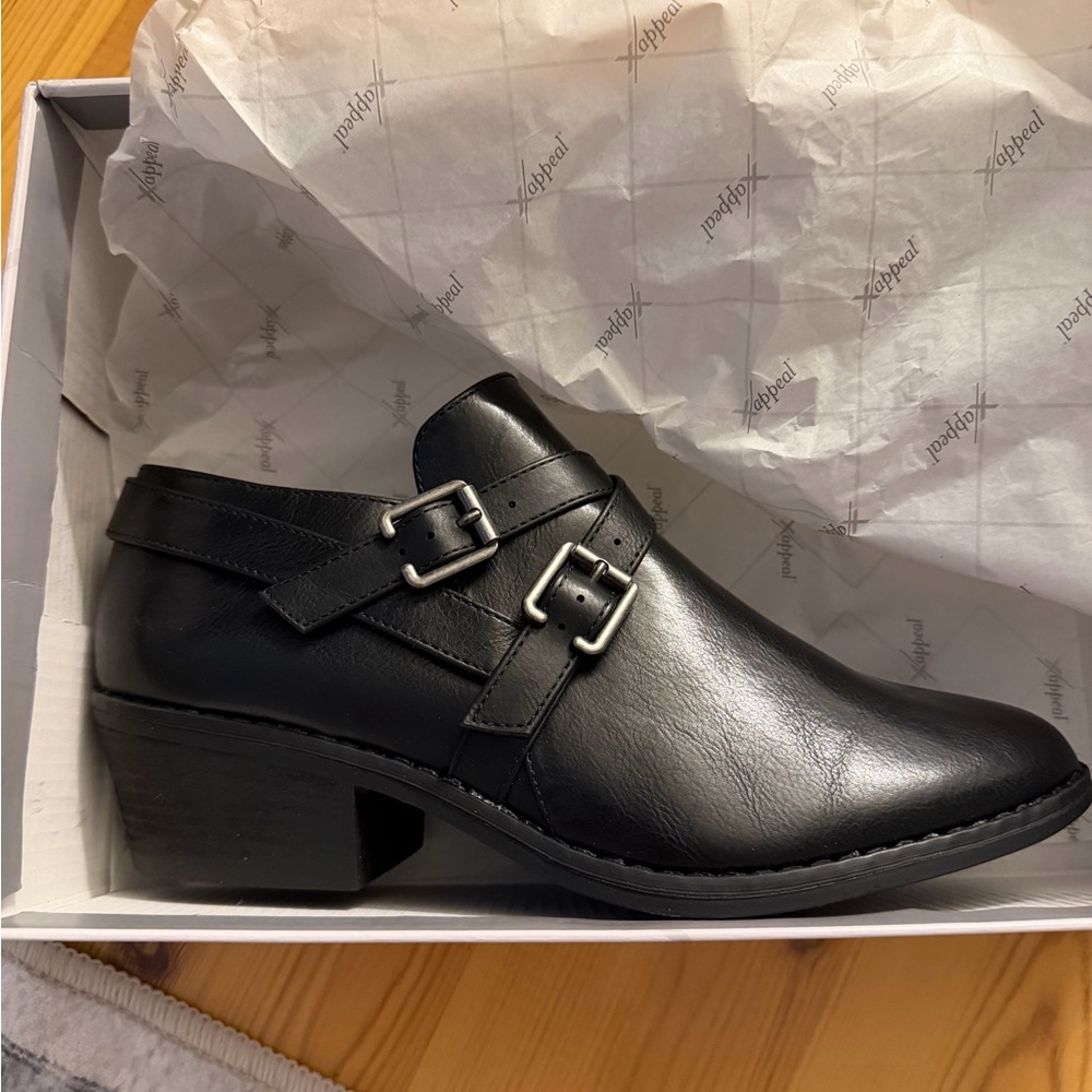 Xappeal Black Ankle Booties with Buckle Detail